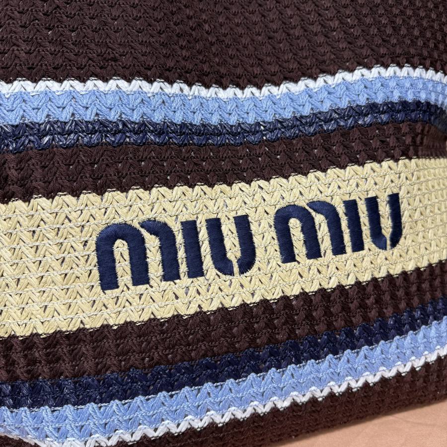 Miu Miu Embroidered Canvas Tote 5BG228 4A62 40 x 34 x 16